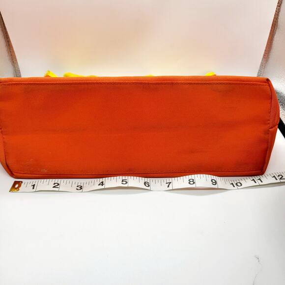 Y2K Escada Orange and Yellow Canvas Butterfly Detail Mini Tote Shoulder Handbag - Picture 11 of 13